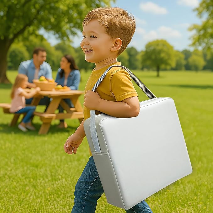 Toddler Booster Seat for Dining Table, 2 Elastic Seat Belts, Anti Scratch PU Skin-Friendly, Waterproof, Anti-Wrinkle, Detachable Non-Slip Bottom - Light Gray