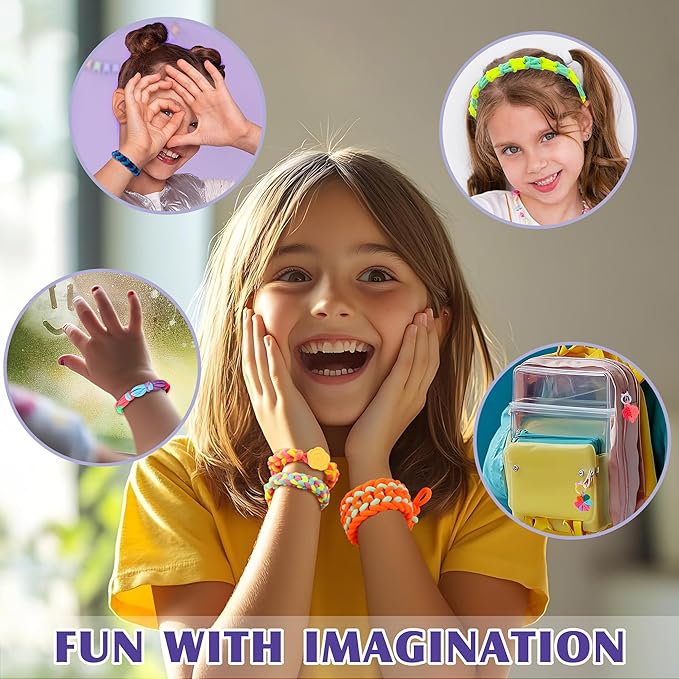 DPAPDI Bracelet Making Kit Toys for Kids, Girls Crafts for Ages 6-12, Mermaid Weaving Loom Bracelets Kits with 1200+ Colorful Fabric Loops, Birthday Gift for DIY Beginners