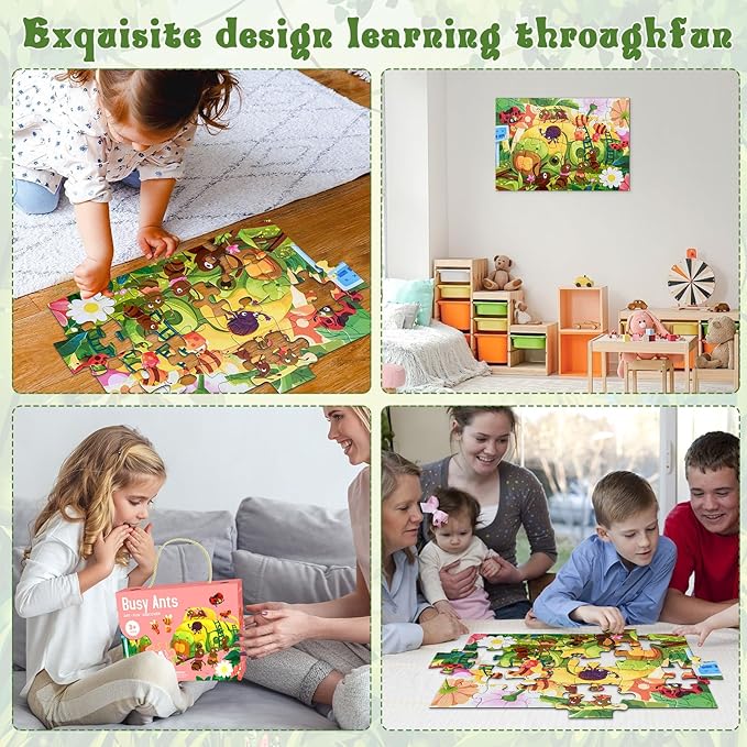 Jumbo Floor Puzzle for Kids,Large Jigsaw Puzzles 24 Piece for Kids Ages 3-5 (Busy Ants)