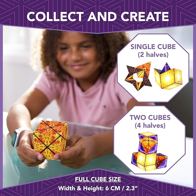 Duomoto Magnetic Transforming Cube - Shape Shifting Double Creativity Puzzle w/ 96 Rare Earth Magnets - Transforms Into Over 100 Shapes - by Fun in Motion Toys - Creators of Shashibo & Cubendi