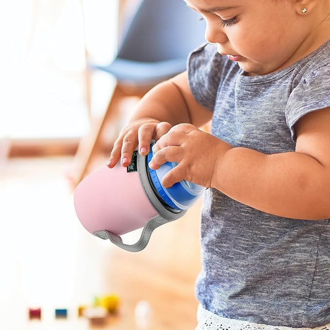 Beautyflier Glass Baby Bottle Sleeve Covers for 9oz Nature Baby Bottles with Dual Handle, 3.8mm Thicken Heat and Cold Retention Baby Bottle Sleeve (Pink+Green)