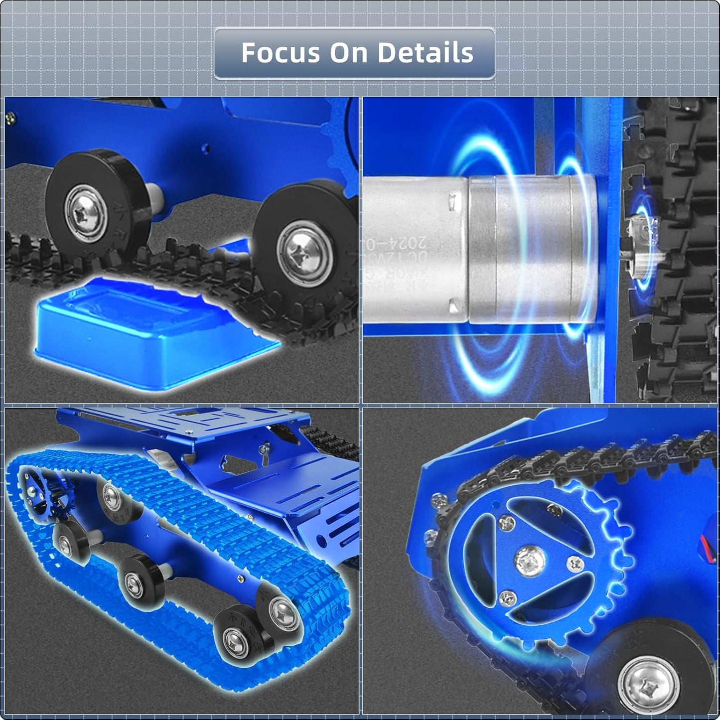 Tank Car Chassis with DC Geared Motor, Shock Absorbing Robot Chassis Full-Metal Robotic Moving Platform Track for RaspberryPi Arduino Jetson Microb DIY Maker Smart Robot Car Learning Kit