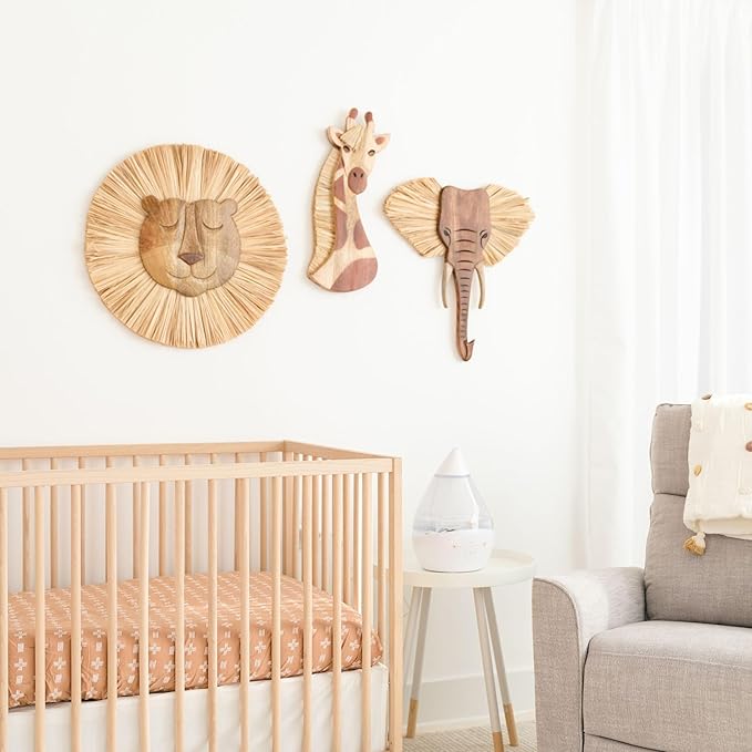 Crane Baby Wooden Safari Wall Decor, Wood Animal Nursery Wall Art, Boho Gender-Neutral Safari Room Decor Elephant 21L X 21W Brown