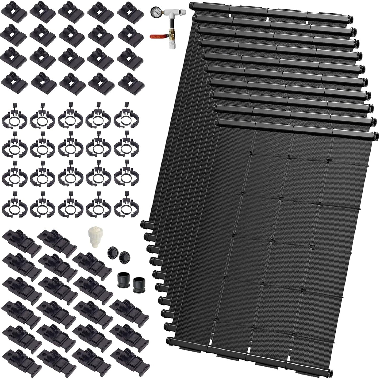 Industrial Grade Solar Pool Heater DIY Kit - Superior High-Wind Strapless Mounting System & Maximum Freeze Resistance (10-4'x6.5' / 260 Square Feet)