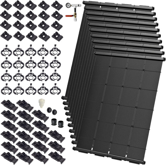 Industrial Grade Solar Pool Heater DIY Kit - Superior High-Wind Strapless Mounting System & Maximum Freeze Resistance (10-4'x6.5' / 260 Square Feet)