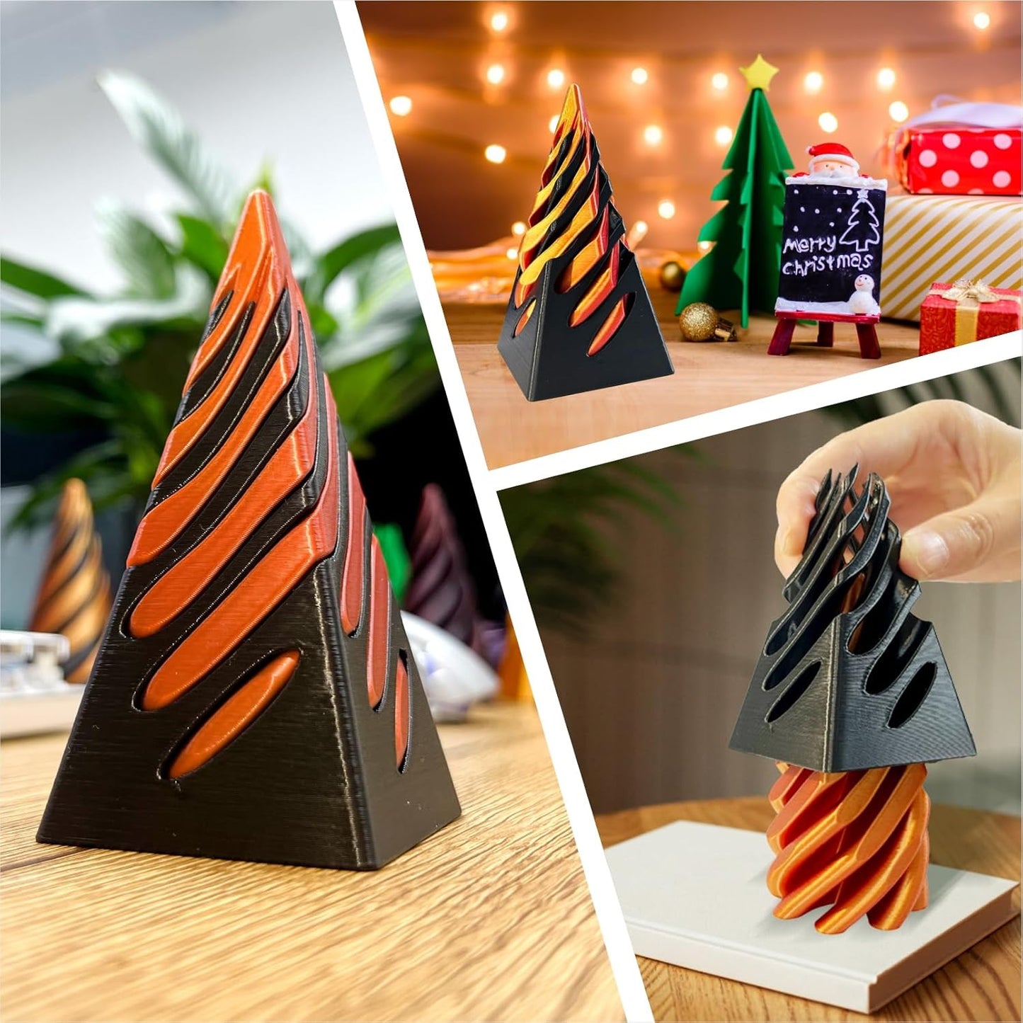 Impossible Cone-3D Printed Spiral Cone Fidget Toy, Pass Through Pyramid Fidget Toy, Impossible Pyramid Passthrough Sculpture Desk Toy for Adult, 4inch Helix Screw Fidget Toy for Stress Relief