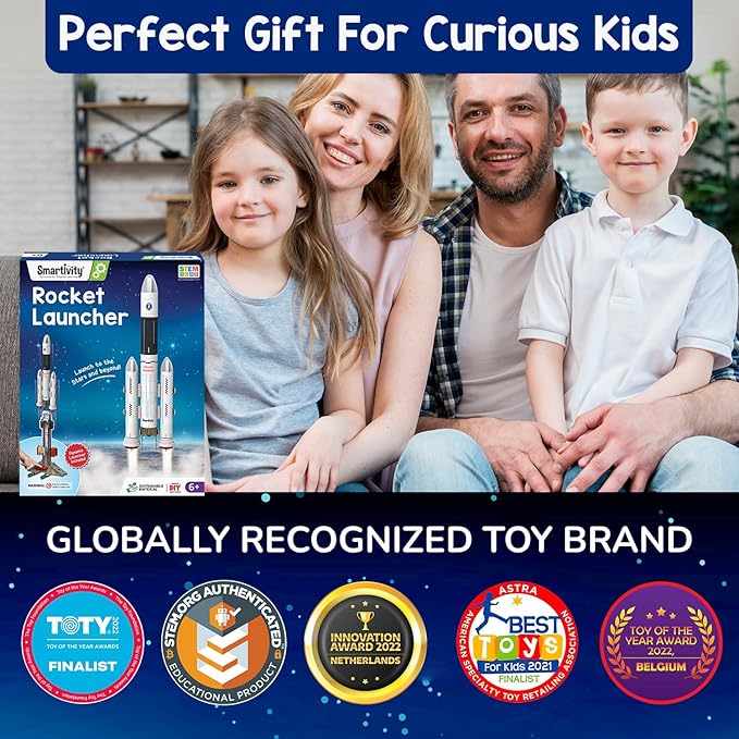 Smartivity Rocket Launcher STEM Kit for Kids 6, 7, 8, 9, 10, 11, 12 Years Old | Build Your Own Rocket and Launcher | Christmas, Birthday Gift for Smart Kids | DIY Science Toy for Boys & Girls