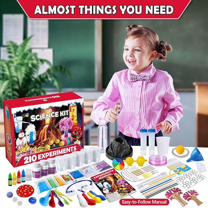 UNGLINGA 210 Experiments Science Kit for Kids, Boys Girls Birthday Toys Gifts Idea, Chemistry Set, Volcano, S.T.E.M Science Educational Project