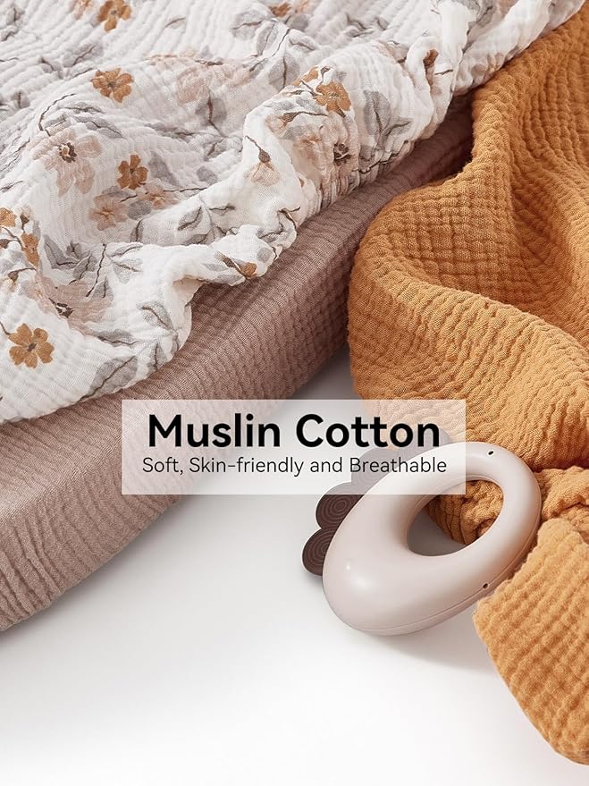 TILLYOU Muslin Bassinet Sheets for Baby Boys Girls 3 Pack, Soft Breathable Elastic Cotton Bassinet Mattress Sheets, Fit Hourglass Oval Rectangle Cradle Mattress, 33"X17",Yellow Flower