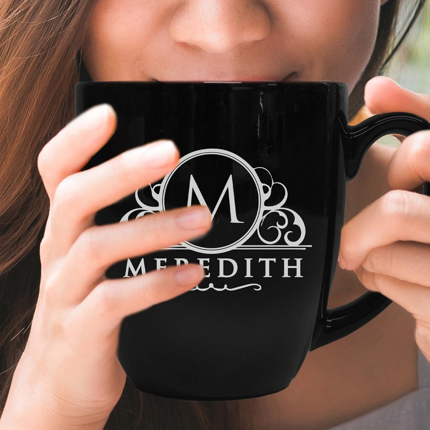 Custom Engraved Coffee Latte Mug - Personalized Coffee and Tea Cup (Black)
