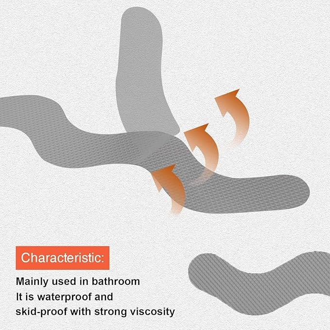 USA Patented Anti Slip Shower Stickers 24 PCS Safety Bathtub Strips Adhesive Decals with Premium Scraper for Bath Tub Shower Stairs Ladders Boats (Gray)