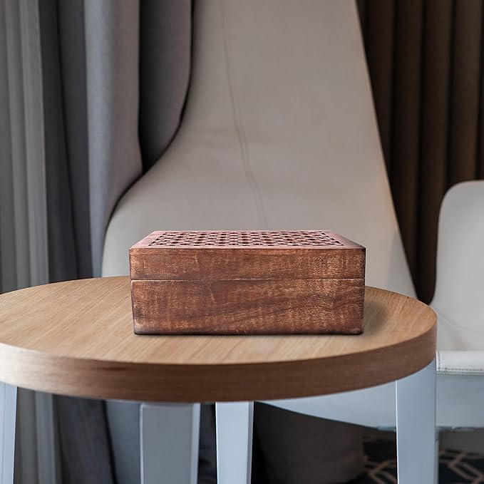 Mela Artisans Wooden Keepsake Box | Medium Polish Mango Wood Memory & Photo Storage Box with Hinged Lid | Decorative Storage Box | Extra Large | 10.5x7.5x4 Inch