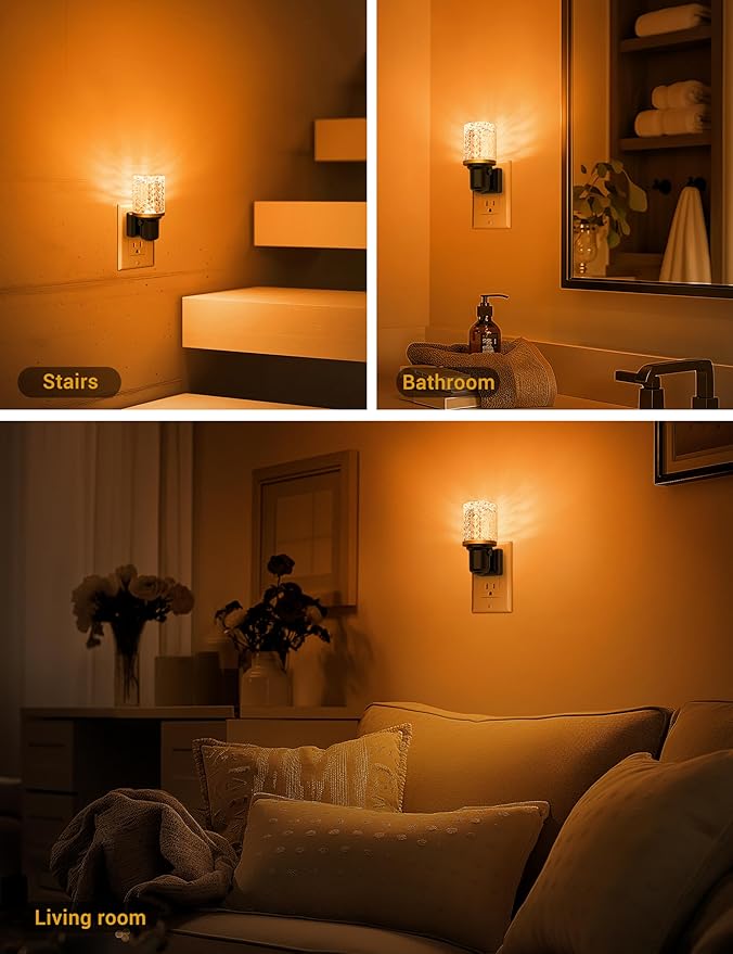 JandCase LED Night Light Amber, Dimmable Night Lights Plug into Wall, Modern Nightlight with Auto On Off Light Sensor, Amber Night Light 0-100LM Brightness for Bathroom Hallway Bedroom Decor