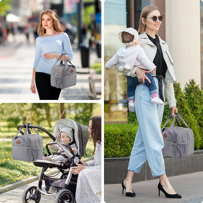 PIIOSER Breastmilk Cooler Bag with Ice Pack, Compatible with Wearable Breast Pumps & Accessories - Portable Pumps Carrying Case for Nursing & Working Moms (Grey-Small)