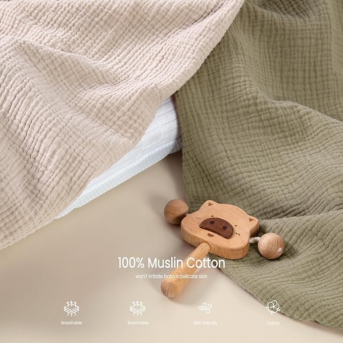 lulumoon Baby Muslin Bassinet Sheets: Snuggly Soft Cotton Sheets for Boys and Girls - Fitted foror Chicco Lullago Anywhere & Baby Bjorn Cradle & Bassinet