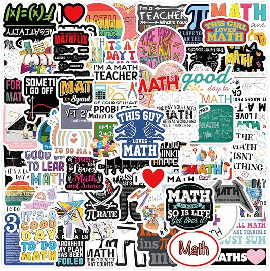 120PCS Math Stickers Funny, Math Gifts for Student Vinyl Waterproof for Water Bottle Laptop Luggage Guitar Gifts for Teens Girls Kids Adult Students