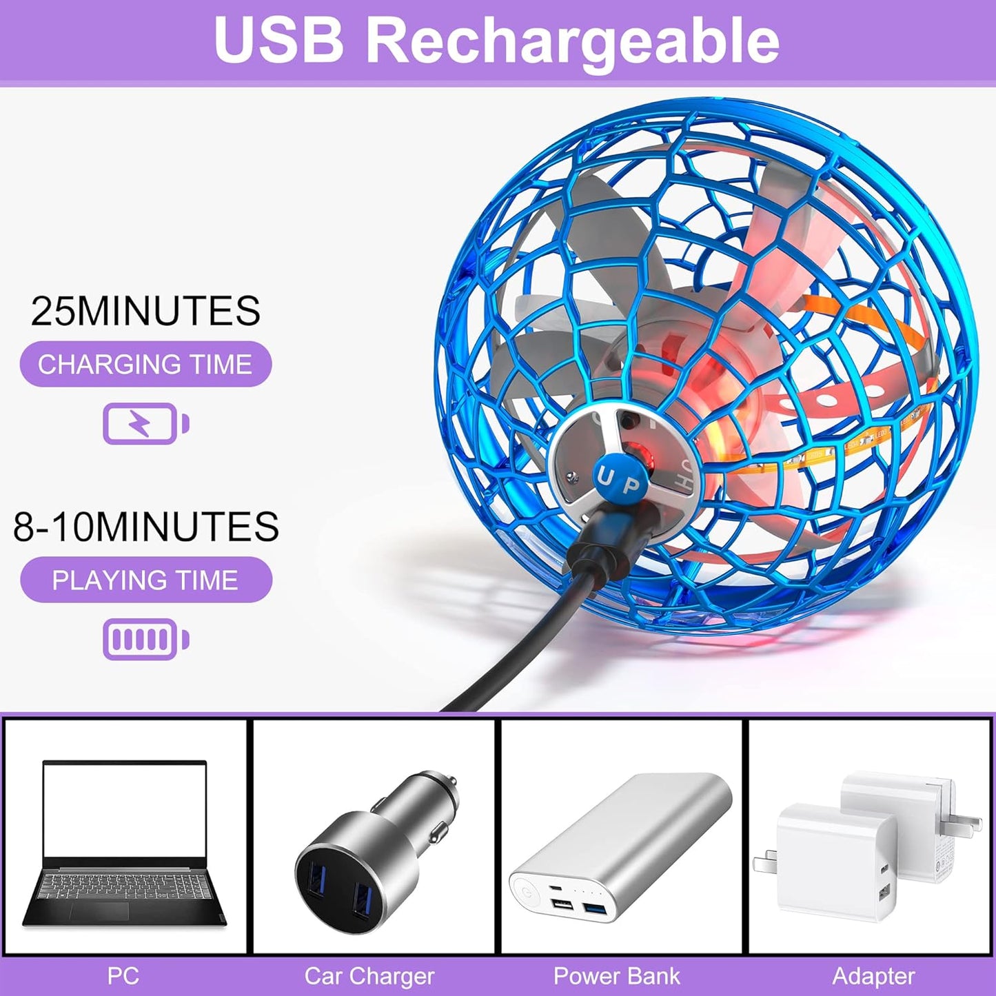 Flying Orb Ball Toys, Galaxy Ball Boomerang Ball Fidget Spinner, Cosmic Globe Toy for Indoor Outdoor, Gift for 6 7 8 9 10+ Year Old Boys Girls Teens - Blue