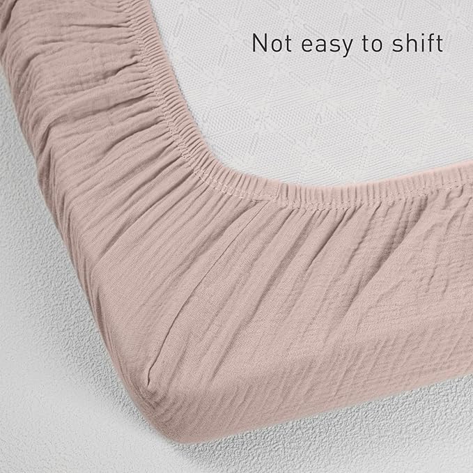 Muslin Mini Crib Sheets, 2 Pack for Baby Boy and Girl, Soft Breathable Stretchy Baby Pack N Play Mattress and Mini Cribs Sheet, Universal Fitted Portable/Mini Crib Mattresses (Gentle Colors)