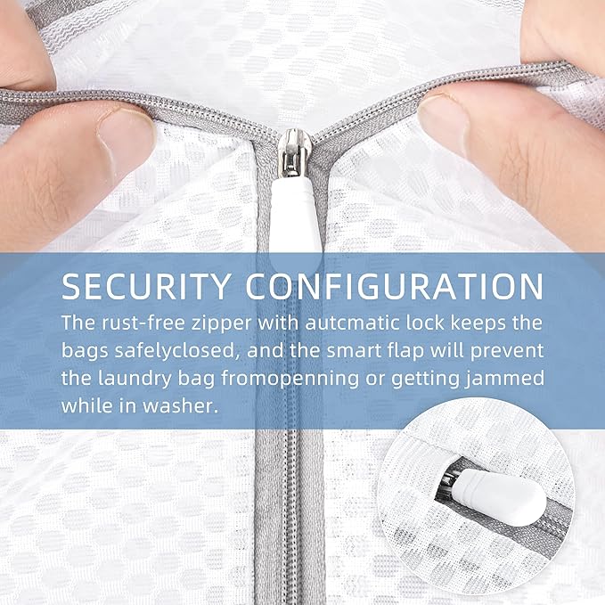 Laundry Bags 4 Pcs Mesh - 12 x 16 Inches, Durable Zipper Mesh Wash Bags for Delicates & Traveling