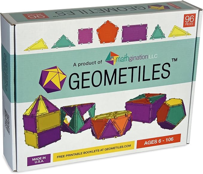3D Building Set for Learning Math, Includes Many Online Activities, 96-pc, Made in USA