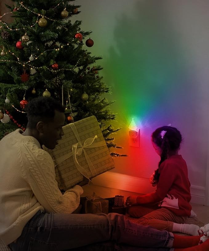 L LOHAS LED Christmas Night Light for Kids[2 Pack], Night Lights Plug into Wall, Dusk to Dawn, RGB & Color Changing & Soft White 3000K, Christmas Décor LED Night Light Gift for Kids, Bedroom, Hallway