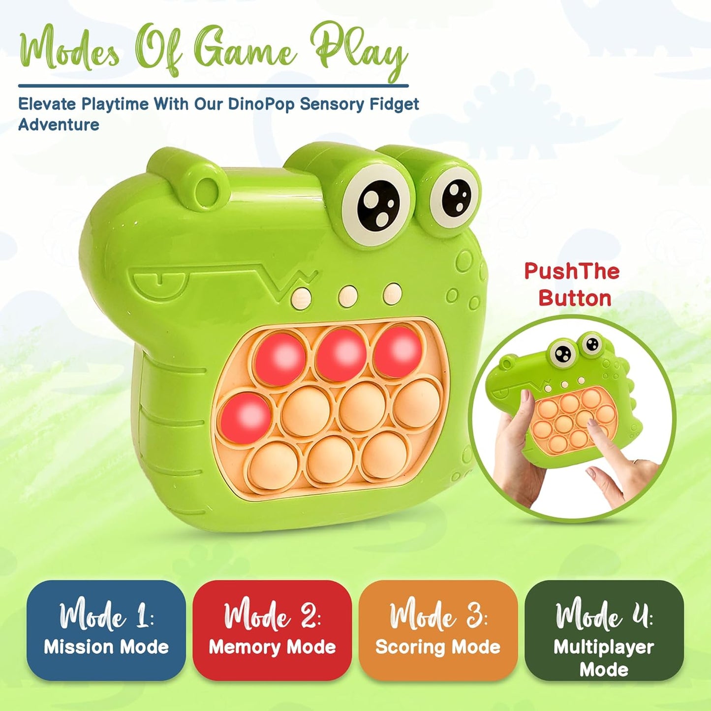 T-rex Quick Push Pop Game It Fidget Toys Pro for Kids Adults, Handheld Game Fast Puzzle Game Machine, Push Bubble Stress Toy, Party Favors, Birthday Gifts for Boys and Girls (T-rex)