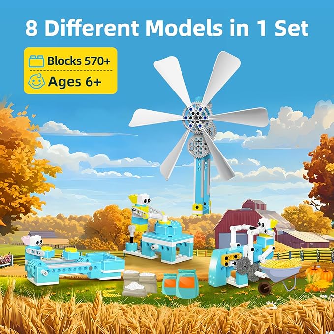 STEM Robot Toys Building Kits, Happy Farm Building Toys with Motor for Kids Ages 6+, Engineering Science Learning Educational DIY Stem Projects Robot Gifts for Boys & Girls (570+ Pcs)