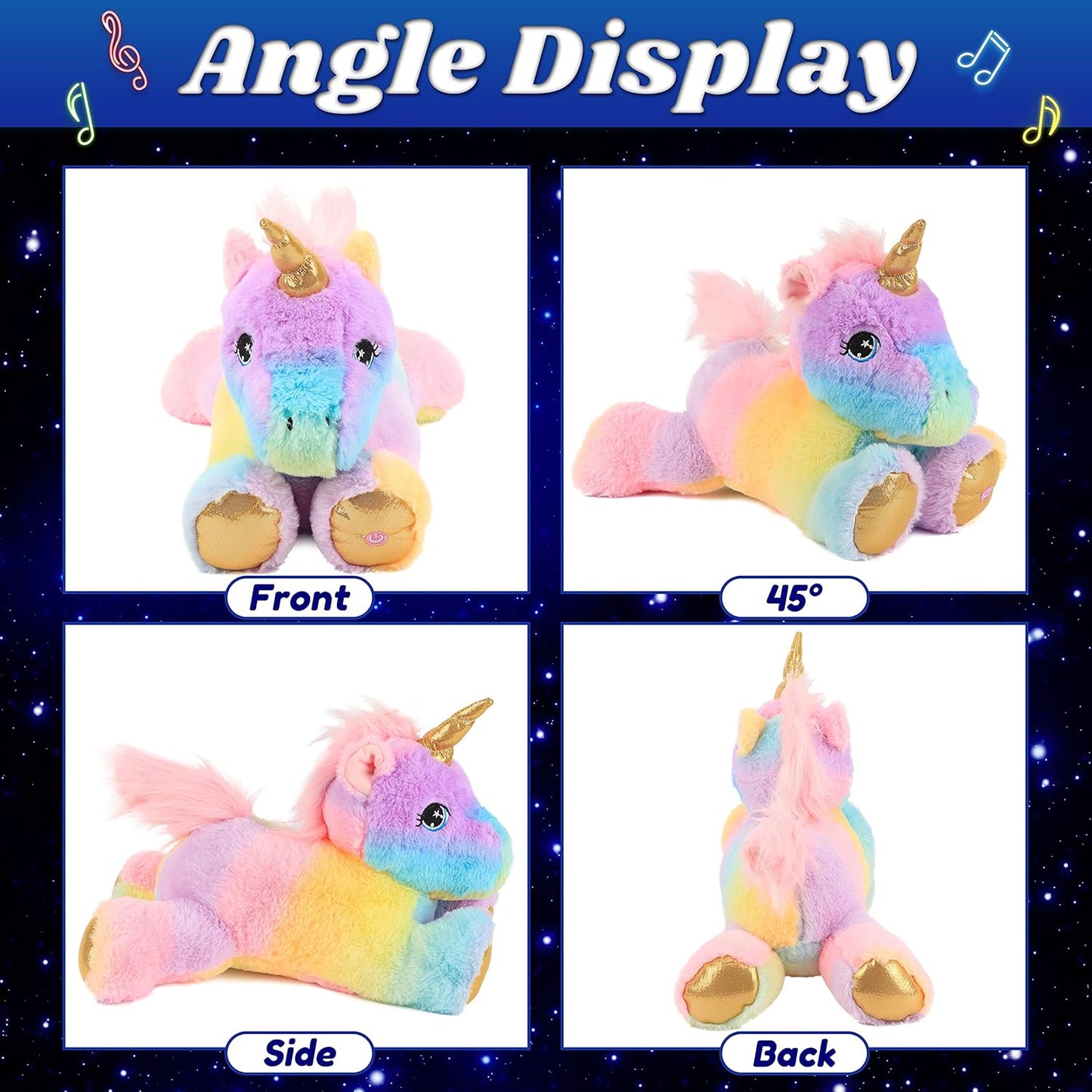 Cuteoy Glowing LED Unicorn Light-up Nightlight Toys Musical Plush Stuffed Animal Singing Lullabies Birthday Christmas Plushies Gifts for Kids Boys Girls,13"