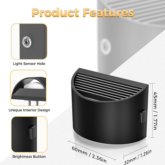 DORESshop LED Night Light[2 Pack], Night Lights Plug into Wall, 3 Level Brightness Adjustable Plug in Night Light, Dusk to Dawn Sensor, Nightlights for Adults, Bedroom, Bathroom, Hallway, 5000K