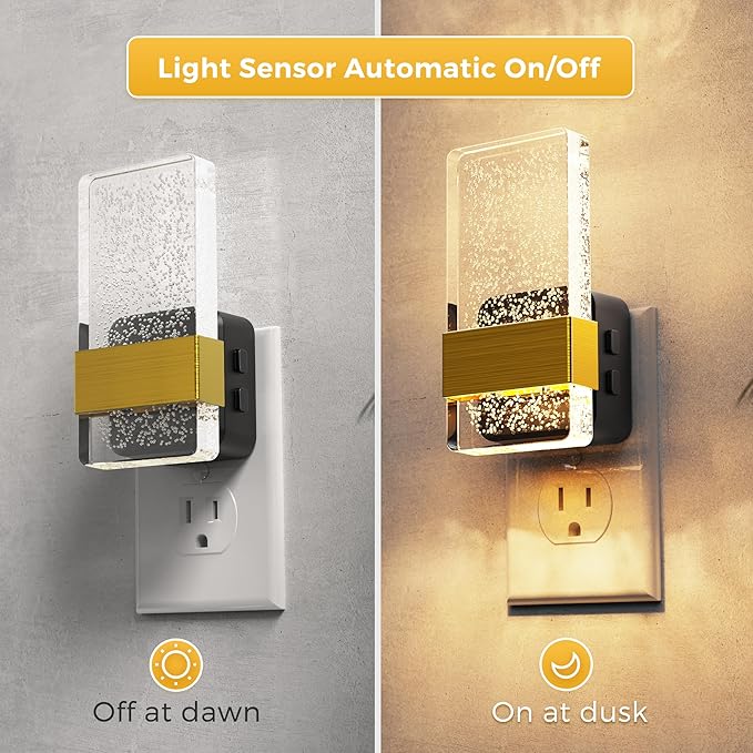 L LOHAS LED Night Light, 2 Pack 3CCT Night Lights Plug Into Wall, 2000K/3000K/5000K Adjustable Color Temperature Nightlight, Dusk to Dawn Sensor Dimmable Nightlights for Bathroom, Hallway, Gift