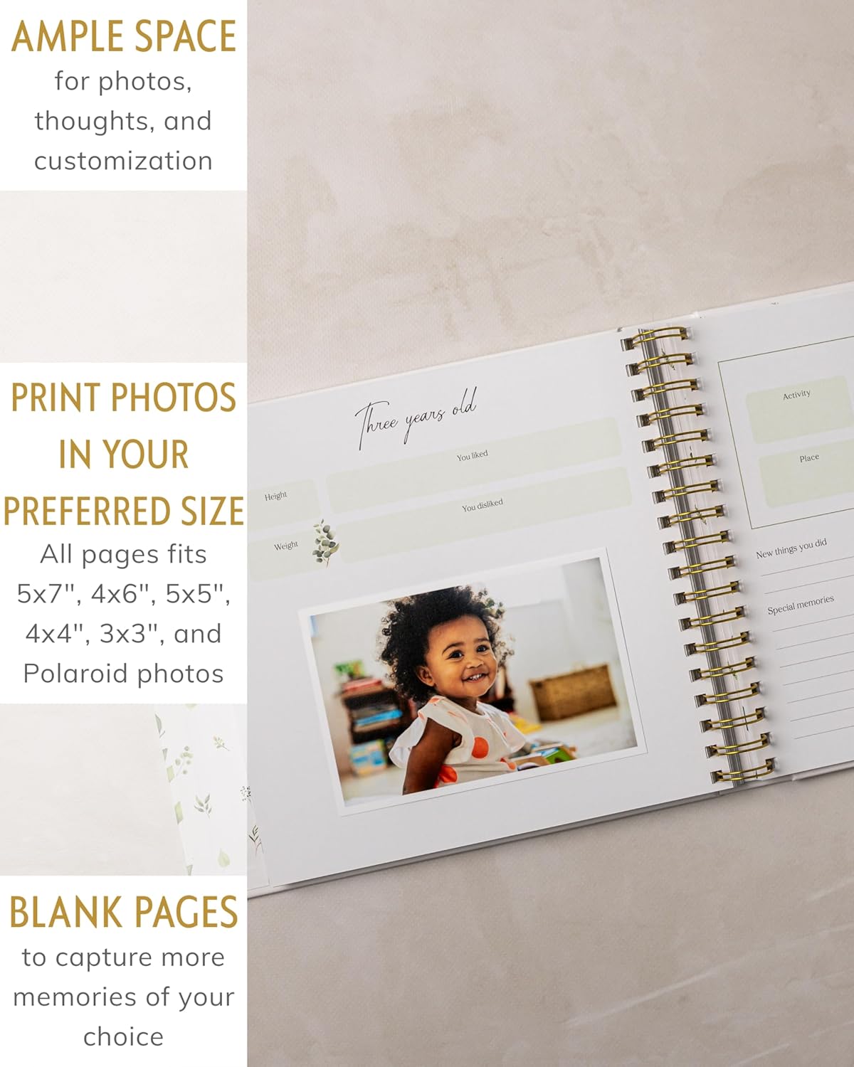 Baby's First 5 Year Book for Girl or Boy - Gender Neutral Green Meadow Nature Keepsake Memory Journal - Newborn Photo Album Milestone Scrapbook - Baby Registry and Gender Reveal Gift for Parents to Be