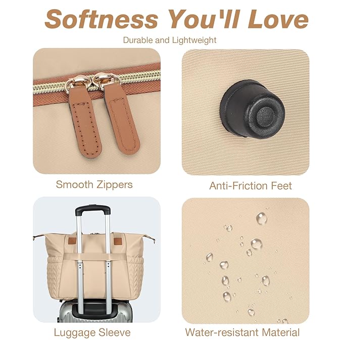 Diaper Bag Tote, Large Baby Diaper Bags Waterproof, Hospital Bag for Labor Delivery with Pacifier Case, Changing Pad, Shoulder Strap, khaki