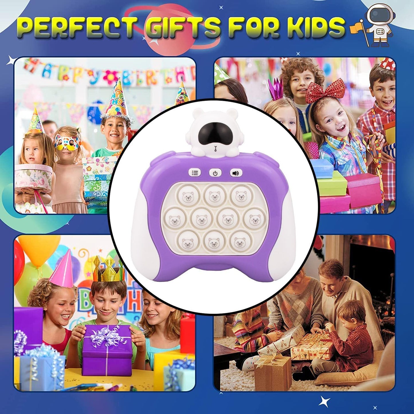 Fast Quick Push Bubble Pop Fidget Toy, Electronic Light Up Game Console, Cool Birthday Present for 6 7 8 9 10-12 Year Boys and Girls Pop Up Stress Relief Toy, Concentration Speed Puzzle Game for Kids