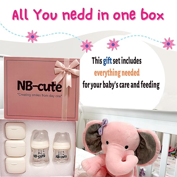 Glass Baby Bottles Anti Colic Set 2 Pack 3oz and 6oz BPA Free Heat Resistant Borosilicate Glass with 3 Silicone Nipples Wide Neck Gift Box Baby Shower Easy to Sterilize for Newborn Infant 0-9 Months