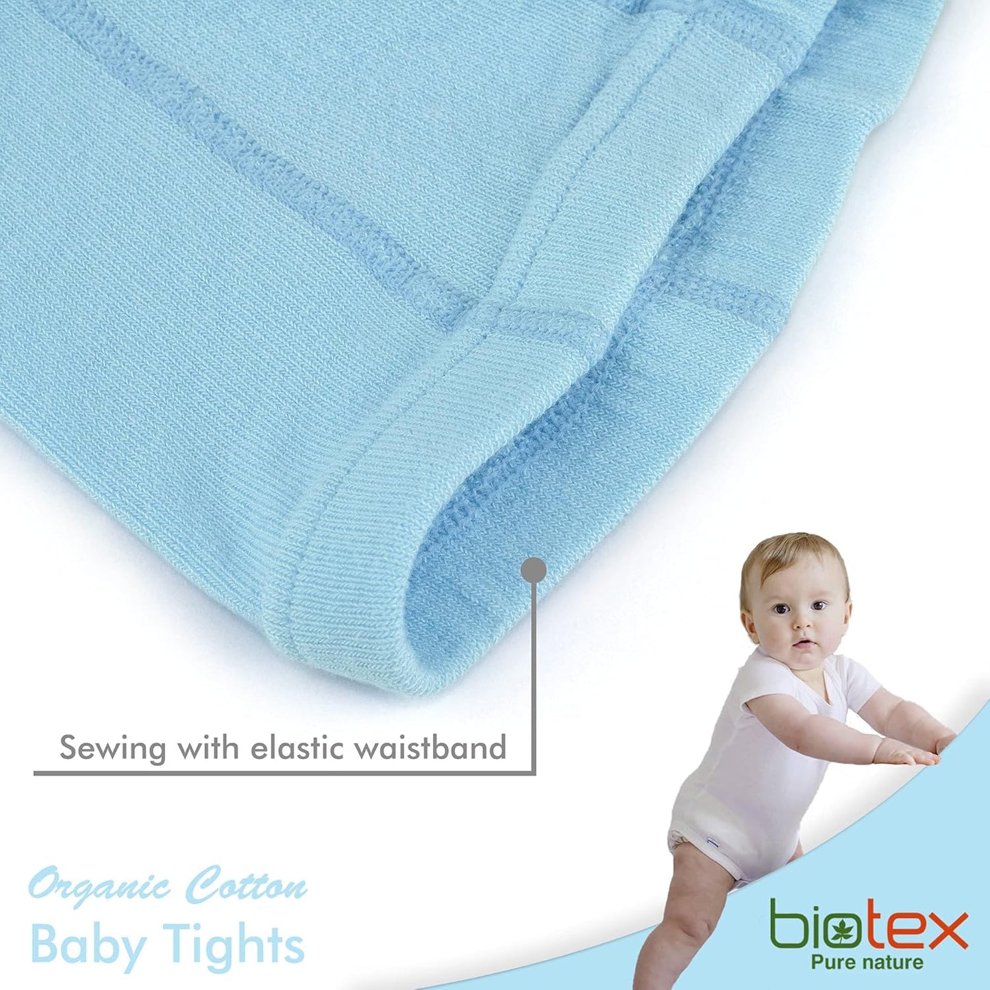 3 Pairs Organic Cotton Baby Girl and Boy Tights for Winter, Seamless Newborn Leggings, Toddler Stockings, 0-18 Months