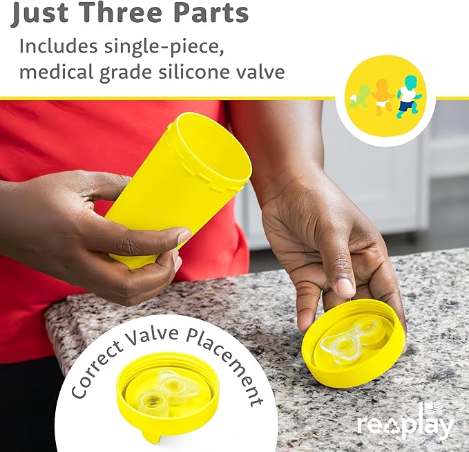 Re-Play Sippy Cups for Toddlers - 10 Oz. Reusable Spill Proof Cups for Kids, Dishwasher/Microwave Safe - Made in USA - Set of 4-3.13" x 6.25" - Citrus