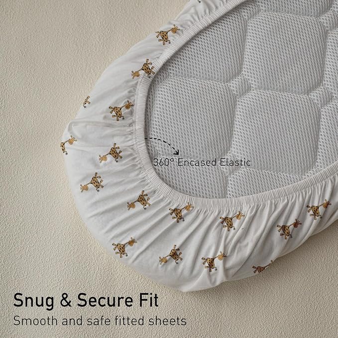 Gllquen Baby Bassinet Sheets 2 Pack, 100% Organic Cotton Bassinet Fitted Sheets for Girls Boys, Soft & Breathable Unisex Baby Mattress Sheet for Standard Bassinets 33"x17"(Yellow)