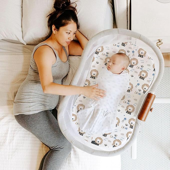 Stretch Fitted Bassinet Sheet Set BROLEX 2 Pack Cradle Sheets for Bassinet Pad/Mattress,Unisex Boys Girls,Ultra Soft,Dinosaur Lion