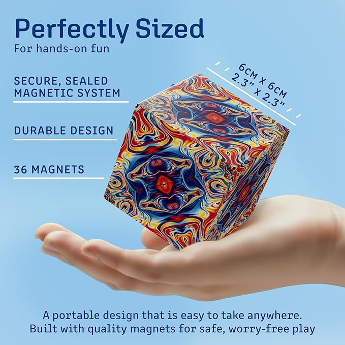 Shashibo Shape Shifting Box - Award-Winning Fidget Toy w/ 36 Rare Earth Magnets - Fidget Cube Transforms Into Over 70 Shapes, Sensory Toy Gift for Kids, Teens, and Adults (Spaced Out)