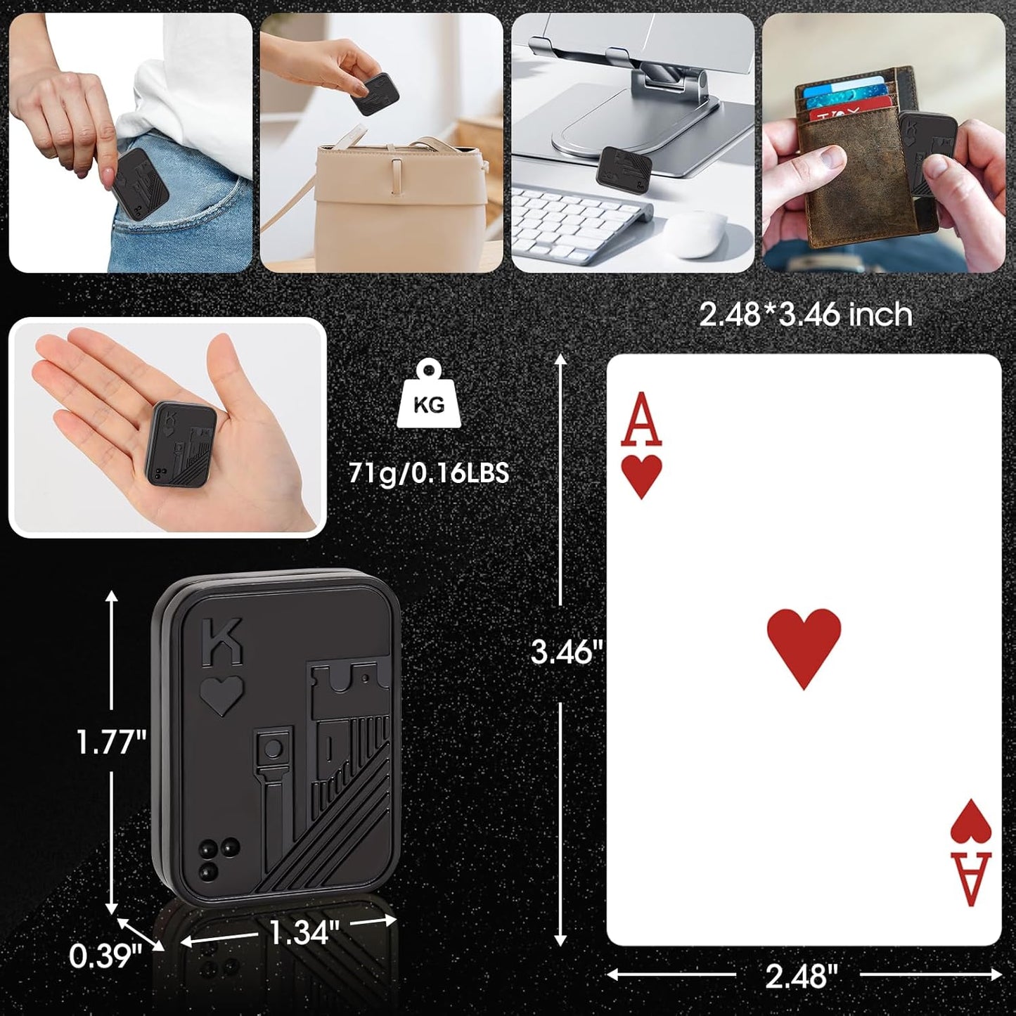 Fidget Toys 2 Pack, Magnetic Metal Haptic Fidget Slider Poker Card, EDC Fidget Toys for Adults,Relieve Stress Anxiety ADHD (Black)