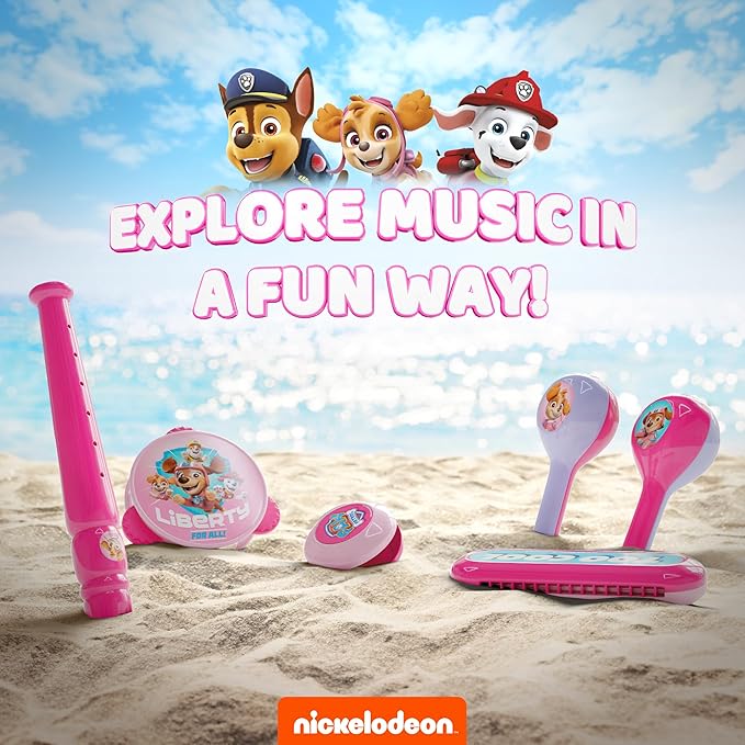 Lollipop Little Tikes Musical Instruments Set - Flute, Maracas, Harmonica, Tambourine for Toddlers, Educational Musical Toys Toys for Kids 24 Months+ (Paw Patrol Pink)
