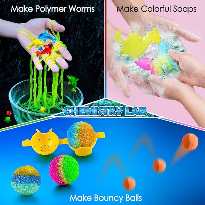 UNGLINGA 260+ Experiments Science Kits for Kids, S.T.E.M Science Projects, Chemistry Set, Christmas Birthday Toys Gifts Idea for Boys Girls, Dig Volcano Gemstones, Educational Scientist Set