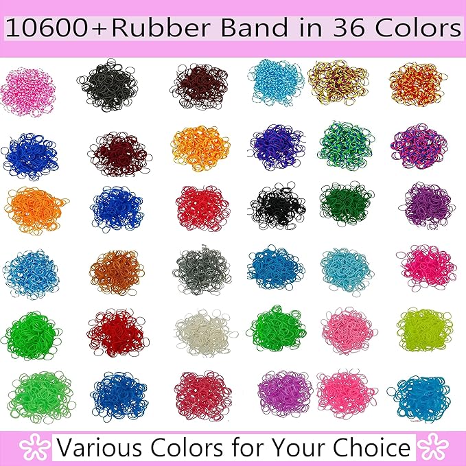 XKDOUS 10600+ Rubber Band Bracelet Kit, 36 Colors Bracelet Making Kit for Art and Craft, Rubberband Bracelets kit for Kids Ages 6+