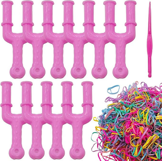 Ymcafm obracelet Making kit 10PCS Acrylic Model Y Slingshot + 1pcs Loom Rubber Bands Set - DIY Bracelet Making Kit with Plastic Jewelry Connectors for Necklace & Craft Projects
