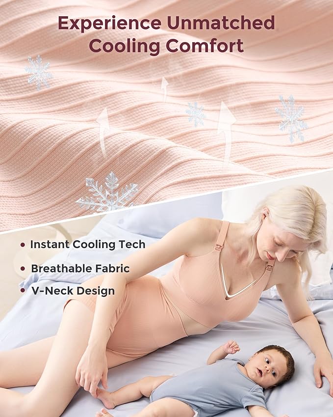 Momcozy Nursing Bras for Breastfeeding, Ribbed Maternity Bra with Racerback, Soft Stretchy Nursing Sports Bra for Yoga