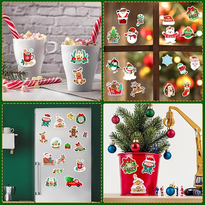 Window Clings Stickers for Kids Window Gel Clings Decals Thick Gel Clings Toddlers and Adults Classroom Home Nursery Airplane Birthday Party Supplies (Merry Christmas)