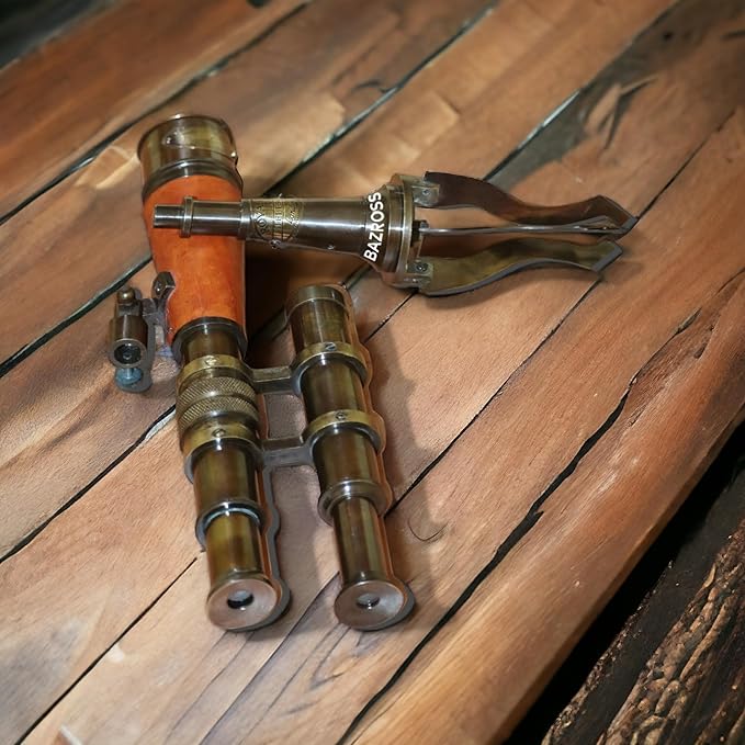 Vintage Brass Telescope on Tripod Stand DF Lens Antique Telescope Spyglass Nautical Beautiful On Brass Tripod Stand (Victorian Black Antique)