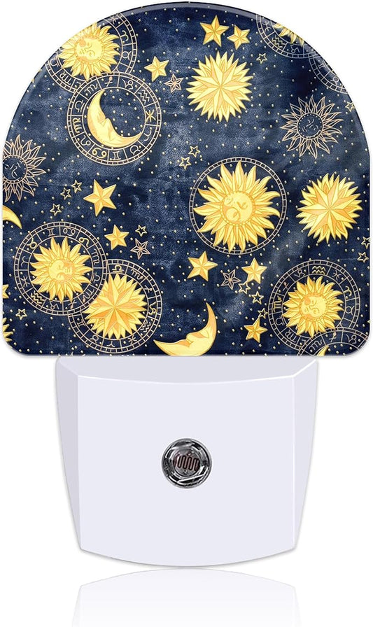 Night Light for Kids Girls Boys, Retro Divination Sun and Moon LED Night Light Plug into Wall with Dusk to Dawn Sensor for Room Decor, Hallway, Kitchen, Bathroom, Nursery, Stairs