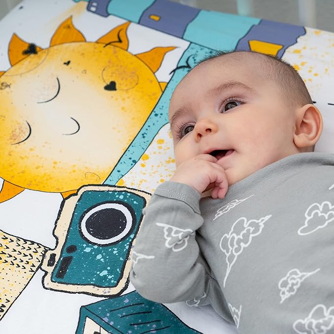 JumpOff Jo - Hypoallergenic Fitted Bassinet Sheet for Baby Boys & Girls - Rectangular, Hourglass & Oval Crib Compatible, Soft, Breathable, Machine Washable - Travel Road Trip