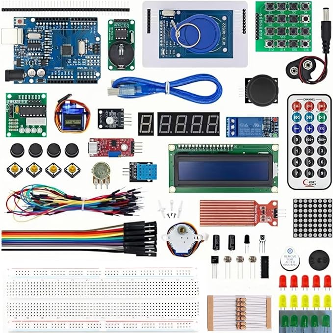 RFID kit for Arduino UNO R3 Upgraded Learning kit with Retail Box RFID Arduino UNO R3 Starter kit with LCD Display, breadboard, sensors and More Than 40 Components